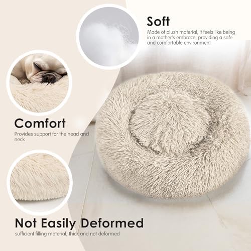 Extra Large Dog Beds, 36in Human Dog Anxiety Relief Comfort Bed-Light Brown - Image 4