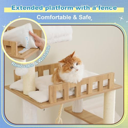 Hey-brother Wooden Cat Tree, Furniture Tower - Image 3