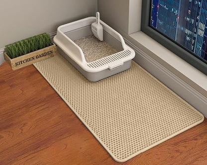 Cat Litter Mat, Double Layer Cat Litter Box Mat by HCY%26WLD
