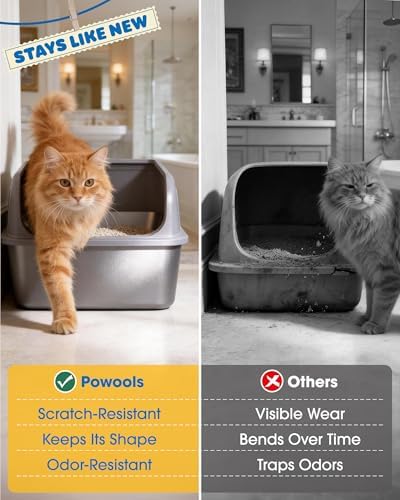 Powools Stainless Steel Cat Litter Box, High-Sided - Image 5