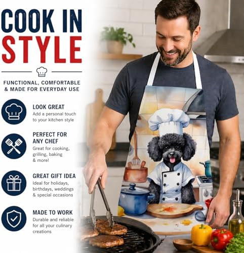 Caroline's Treasures Black Poodle The Chef Apron Cooking Kitchen Server Baking - Image 2