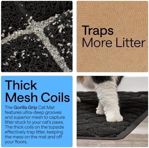 GORILLA GRIP Cat Litter Box Mat, Coiled Mesh Trapping Mats, 35x23 Black - Image 3
