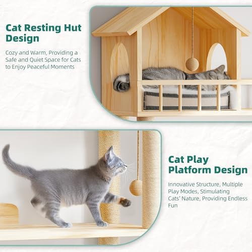 Wood Cat Tower for Automatic Litter Box, 4 Tier Cat Tree, 60 Inch - Image 6
