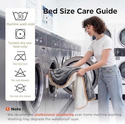 Bedsure Waterproof Blanket for Bed Soft Sherpa Fleece Throw, King 108"x86" - Image 4