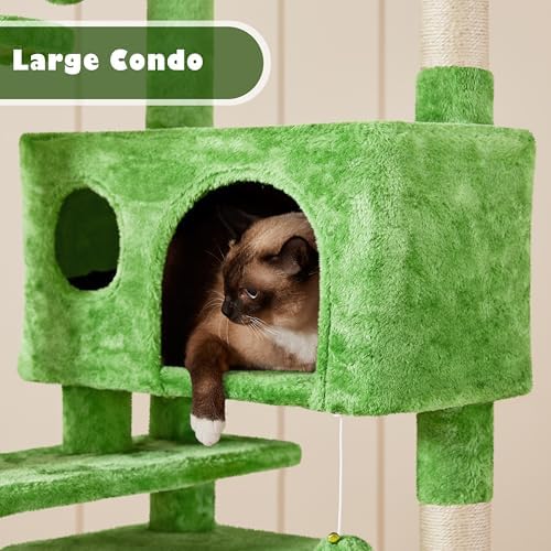 Yaheetech 54in Cat Tree Tower, 2 Caves, Kitten-Ear Perch & Scratching Posts - Image 5