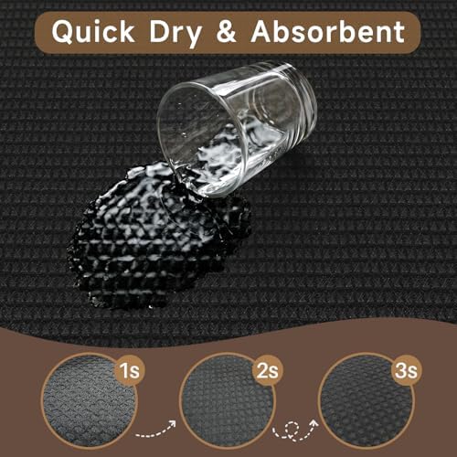 2x4 Waffle Knit Bath Mat: Super Absorbent Soft Washable Entryway Rug Black - Image 6