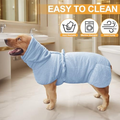 Medium to Large Size Dog Bathrobe, Microfiber Quick Drying Super Absorbent - Image 3