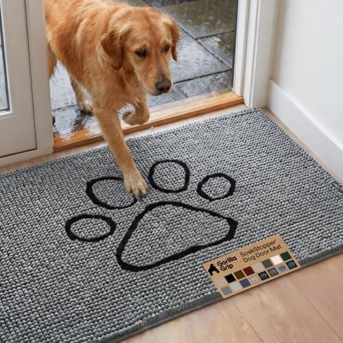 GORILLA GRIP SoakSTOPPER Dog Door Mat, Machine Wash and Dry, 48x30 Gray by GorillaGrip