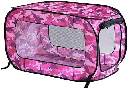Portable Collapsible Pop Up Kennel, Camo Pink by BeatriceHomeFashions