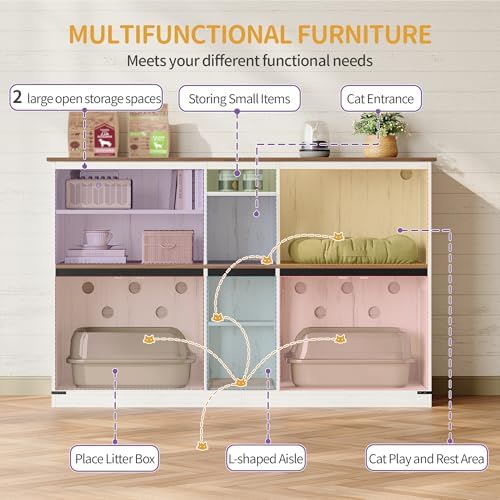 Hzuaneri Double cat Litter Box Enclosure, Cat Cabinet - Image 5