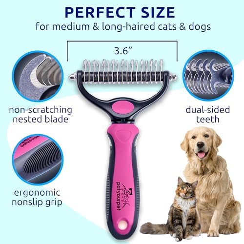 Pat Your Pet Deshedding Brush & Metal Comb Grooming Combo - Image 6