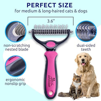 Pat Your Pet Deshedding Brush & Metal Comb Grooming Combo - Image 6