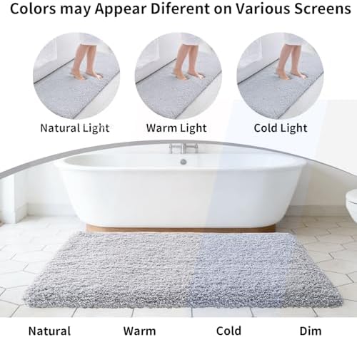 Disolla Silver Grey Bathroom Runner Rug 24x70, Plush Extra Large Bath Mat - Image 7