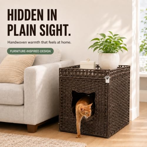 Handwoven Rattan Cat Litter Box Enclosure - Image 2