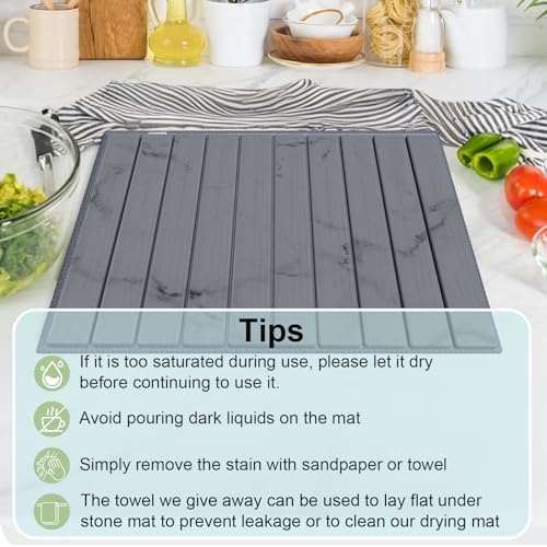 Stone Dish Drying Mat for Kitchen Counter, Versatile Stone Drying Mats for Cups - Image 7