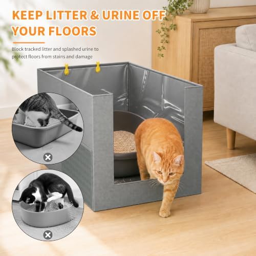 Aokeyee Extra Large Cat Litter Box Enclosure, Keep Dogs Out, Open Top High Side - Image 6