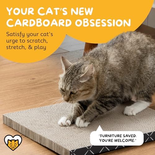 Hide & Scratch Cat Scratcher Refill Pads 4 Pack Double Sided Cardboard - Image 2