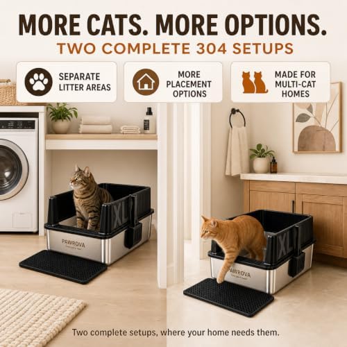 304 Stainless Steel Litter Box 2 Pack, XL Open Top - Image 6