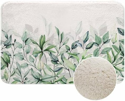 Watercolor Leaf Bath Rugs for Bathroom Hand Paint Leaves Durable Flannel Bath by Unknown