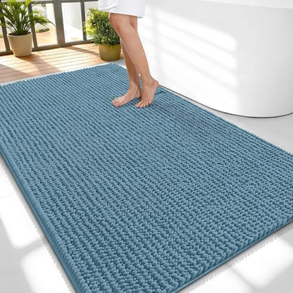 OLANLY Thick Chenille Large Bathroom Rugs Mats 59x35, Airy Blue by OLANLY
