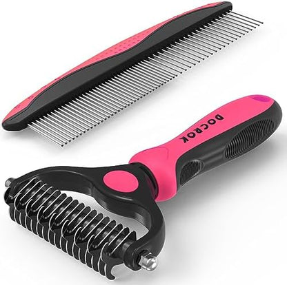 Docrok Pet Grooming Brush and Metal Comb Combo by DOCROK