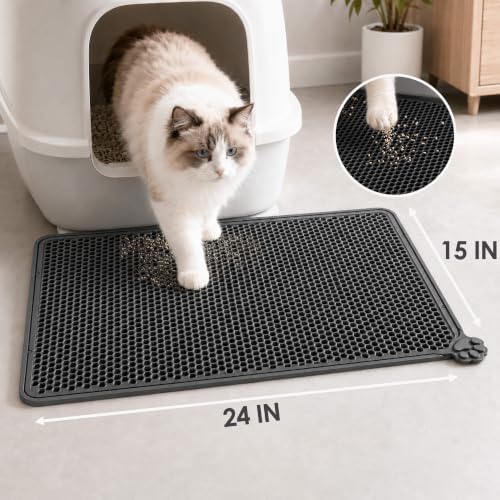 Silicone Cat Litter Mat 24x15" Double Layer Honeycomb Non-Slip - Image 5