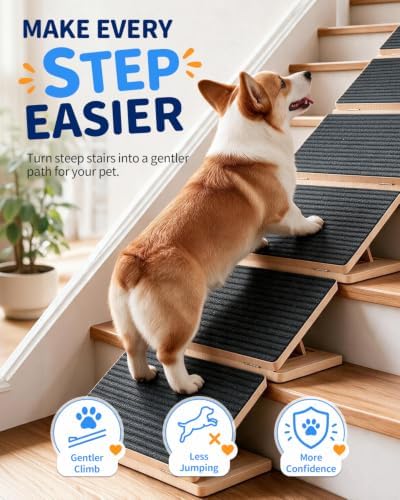 Upgraded Dog Ramps for Stairs, Adjustable Portable Pet Steps - Image 2