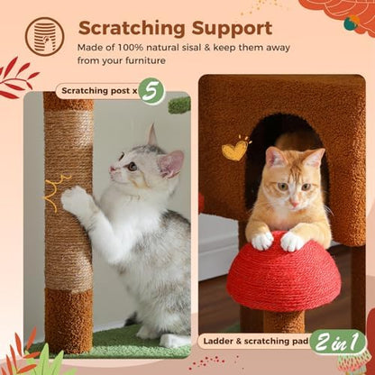 PEQULTI Floor to Ceiling Cat Tree, Height Adjustable 90.5-100.4'' - Image 6