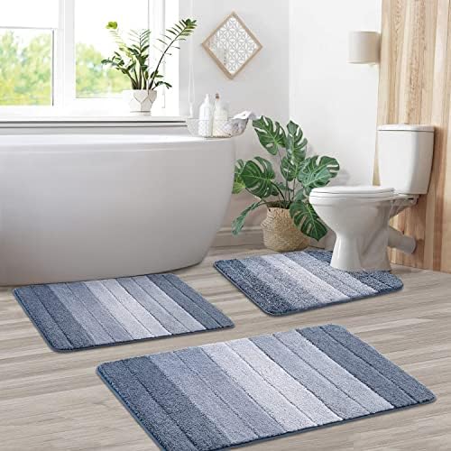 3 Pcs Ombre Bath Mat Set for Bathroom, Non Slip Ultra Soft and Thick Water by KMSON
