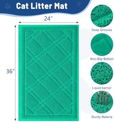 Smiry Cat Litter Box Mat 36x24, Non-Slip Water Resistant Litter Trapping Mat - Image 3