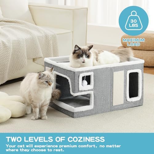Large Cat Houses for Indoor Cats, Extra Wide Cat Cave Bed - Image 5