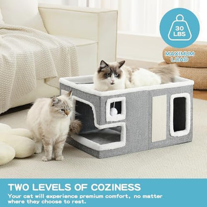 Large Cat Houses for Indoor Cats, Extra Wide Cat Cave Bed - Image 5