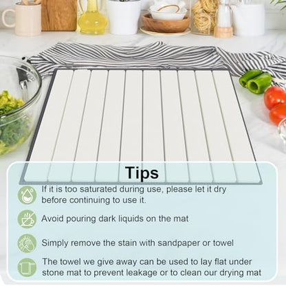 Stone Dish Drying Mat for Kitchen Counter, Versatile Stone Drying Mats for Cups - Image 7