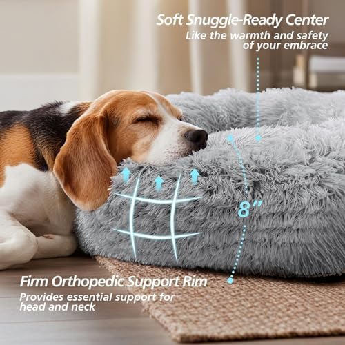 JOLLYVOGUE Calming Dog Bed Medium Size Dog, 31in Donut Washable Medium Pet Bed - Image 3