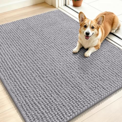 Smiry Dog Door Mat for Muddy Paws 40x32, Ultra Absorbent Chenille Doormat by Smiry