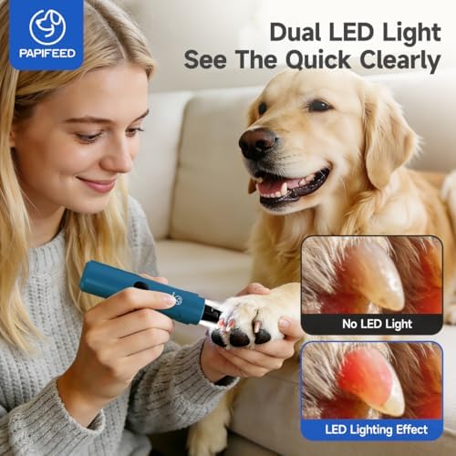 PAPIFEED Dog Nail Grinder with LED Light, Ultra Quiet 3-Speed Electric Nail File - Image 5