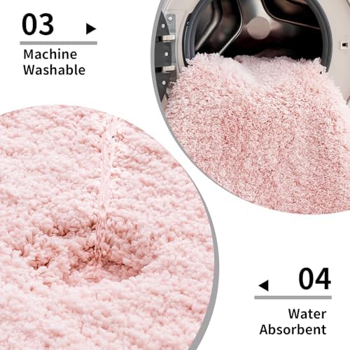 Disolla Toilet Rug 22x24 Pink, Soft Toilet Mat U-Shaped Washable - Image 5