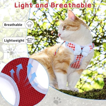 Cat Harness and Leash Set, Escape Proof Soft Vest Walk Red Medium - Image 5