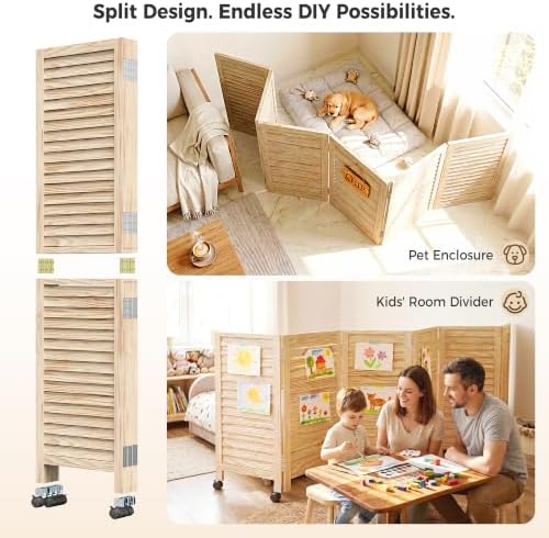 Amsleekey 67" H 6 Panel Wood Room Divider - Image 6