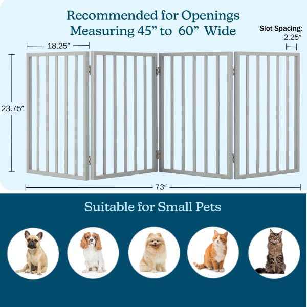 PETMAKER Pet Gate, 4 Panel Freestanding Dog Gate Indoor, 73” x 24” - Image 3