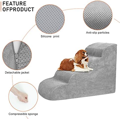 Dog Stairs for Small Dogs, High Density Foam Dog Steps, Extra Wide Non-Slip Pet - Image 3