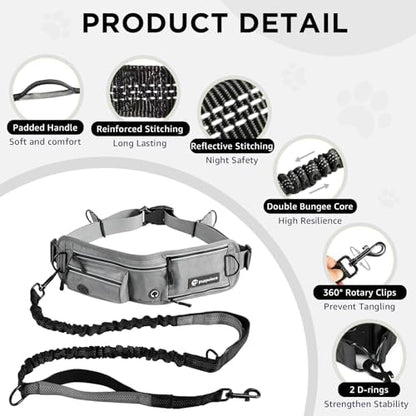 Hands Free Dog Leash with Waist Pack Bungee - Image 2