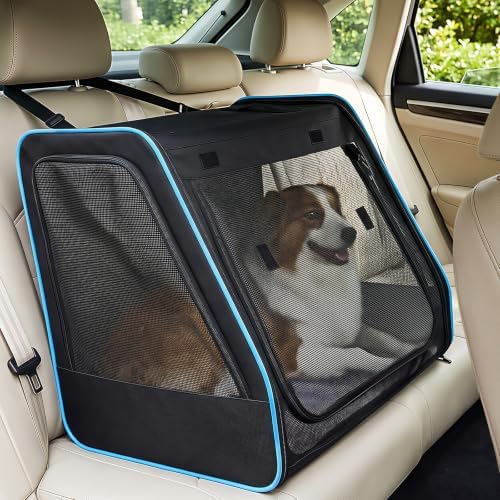Dog Car Seat, Enclosed Carrier for Pets Travel Safety Dog Crate Soft-Sided by NOVOLAB