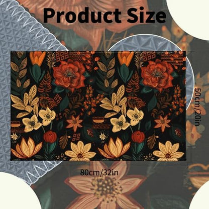 Giwawa Boho Floral Bath Rug Black Mid Century Bathtub Mat Absorbent Non Slip - Image 5