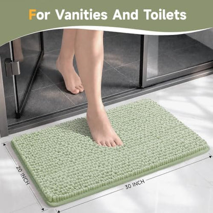 Ophanie Sage Green Bathroom Rugs 30x20, Soft Chenille Bath Mat, Non Slip - Image 2