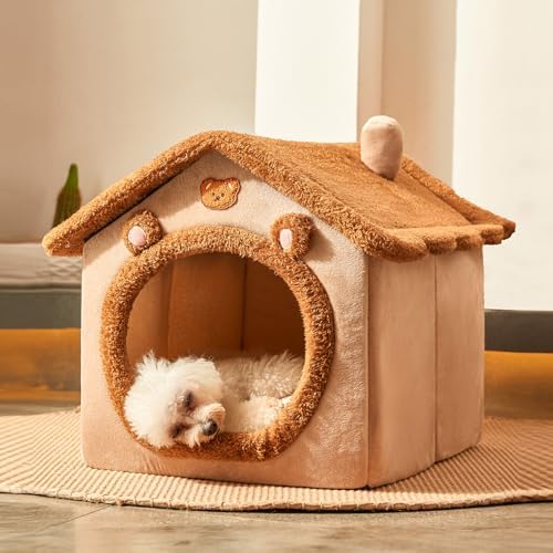 Dog House Dog Bed with Cover Cave with Non-Slip Bottom by JIUPETY