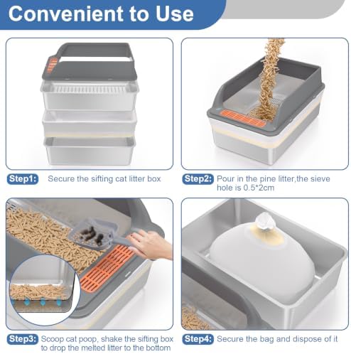 2PACK Stainless Steel Sifting Litter Box - Image 7