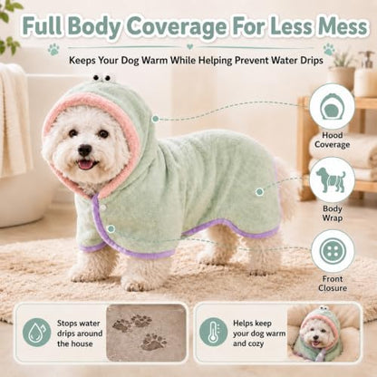 Dog Bathrobe Towel, Soft Hooded Dog Drying Wrap - Image 5