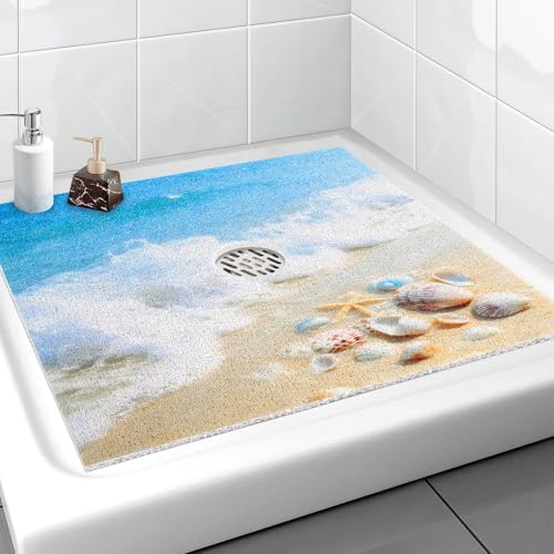 Square Shower Mat, Yonala 32 x 32 Inch Stylish Non Slip Shower Mats by Yonala
