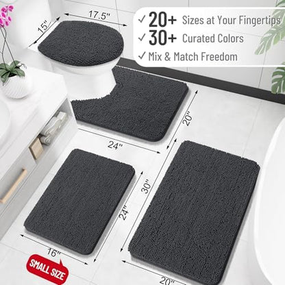 OLANLY Toilet Rugs U-Shaped 24x20, Soft Absorbent Chenille Contour Rugs - Image 2